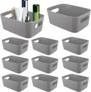 10 Pcs Plastic Storage Baskets - Grey Plastic Storage Boxes - 24X16X10Cm Storage