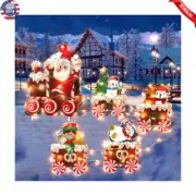 Christmas Train Yard Signs Led Santa Outdoor Decorations Lights Tree Xmas Light