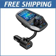 Elegant Pewter Bluetooth FM Transmitter - Hands-Free Calling & USB Fast Charging