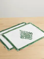 [Cabana] Cabana - Mirandola Set Of Two Printed Linen Placemats - Red - One size One size Red
