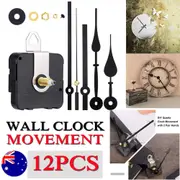 12Pcs Wall Clock Quartz Movement Motor Mechanism Long Spindle Hands Repair Kit