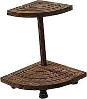 rockible Corner Shower Storage Stand 2 Tier Wood Riser Decor Multipurpose Rustic Corner Shelf Counter Organizer Housewarming Gifts