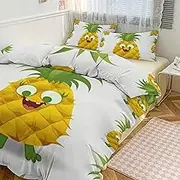 GHBNK Quilt Set 3-Piece - Ultra-Soft Thickened Bedding Set, Pineapple Bedspread + 2 Pillowcases, Lightweight Double-Sided Quilt Cover for Home/Hotel/Gifts 86"x70"