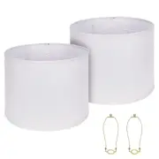 Drum Lamp Shades Set of 2, White Large Lampshades 15" Top X 15" Bottom X 12" ...