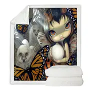 The Owl Fairy Owlyn in the Nest with Butterflies Throw Blanket