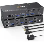Kceve Dual Monitor KVM Switch,USB 3.0 Displayport KVM Switch 2 Monitors 3...