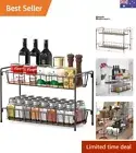 2-Tier Spice Shelf, Kitchen Spice Rack Organiser, Bronze