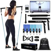 Pilates Bar Kit with Resistance Bands for Working Out - Portable Pilates Bar Stick at Home Workout Equipment - Full-Body Workout Machine for Toning - Multifunctional Yoga Bar with Adjustment Buckle
