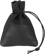 [uxcell] 1 Pcs Drawstring Bag, Leather Coin Purse, Change Purse for Women, Men's Leather Bag, for Jewelry, Keys, Coin Storage(Dark Green)