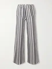 [FRAME] FRAME - Le Slim Palazzo Modernist Pocket Striped High-rise Wide-leg Jeans - Navy - 23 23 Blue