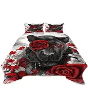 Art Painting Ruby Rose Panther and Hummingbird Coverlet