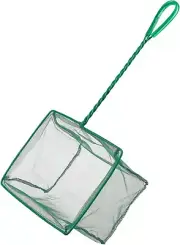 8" Green Aquarium Fish Net Catching Square Fine Mesh Pool Ponds Cleaning Metal