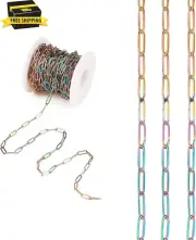 32.8 Feet 10M Stainless Steel Paperclip Chains Rainbow Soldered Chain Paperclip