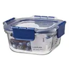 LocknLock Top Class 500ml/14cm Glass w/ Tritan Lid Square Container Storage Blue