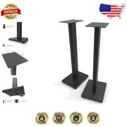 Elegant 28" Speaker Stands with Adjustable Feet, Supports 30 lbs - Black Steel