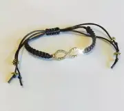 Woman’s Bracelet Anklet Macrame Braided Infinity Crystals Satin Cord Handmade