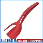 # 2 In 1 Egg Spatula Tongs Steak Spatula Tongs Clamp Kitchen Cooking Tool (Red)