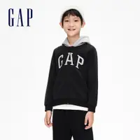 在飛比找蝦皮商城優惠-Gap 男童裝 Logo刷毛連帽外套 碳素軟磨系列-黑色(8