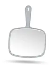 Hand Mirror Salon Barber Hairdressing Handheld Mirror with Handle (Square Grey