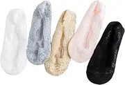 [FBIEE88TR] 5 Pairs Women's No Show Socks Ultra Low Cut Invisible Socks Non Slip Liner Flat Boat Socks Shoe(5 Pairs)