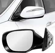 Left Driver Side Mirror Fit for 2013-2018 Hyundai santa Fe Sport, Rear View Mirror with Manual Folding, Power Glass, Heated, Turn signals and Can be DIY Paintable, Replace HY1320201 (6 Pins)