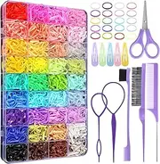 36 Colors Hair Rubber Bands for Hair, 2500 Pcs Elastic Hair Bands with 11 Hair Styling Tools, Colorful Elastic Hair Ties Hair Elastics Hair Accessories for Girls Baby Toddler Kids