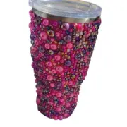 Ab new rhinestone pearl strawberry jam insulated cup tea hot cold thermal 30 oz