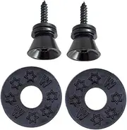 Guitar Strap Lock Pin Peg+Guitar Strap Anti Slip Buckle Washer black+black