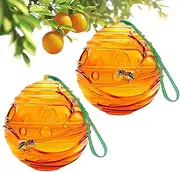 Wasp Catcher, 2 Pack Outdoor Hornet Traps, Reusable Fruit Fly Bait, Natural Bait Trapping Gadget, Hive-Shaped Design for Garden Yard