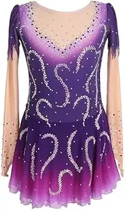 [JRUIA] Figure Skating Competition Dress for Girls Women's Ice Roller Skating Costume Handmade Gymnastics Sports Leotards