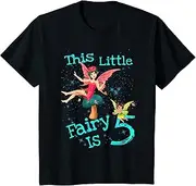 [X.Style] Kids Little Girl Birthday Fairy 5th Birthday Party Theme Present ds1120 T-Shirt (S) Black