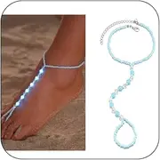 [IQPDYV] Ankle Bracelets for Women Elastic Luminous Beaded Anklets Adjustable Boho Beach Anklets Foot Jewelry for Beach Party