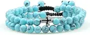 [MYMEO] Distance Beads Bracelet Hematite Cross Tiger Eye Stone Bracelets Handmade Yoga Jewelry,Black Line Blue Pine