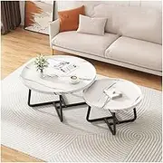 Modern Round Coffee Table Set of 2, Classic End Table Rustic Center Tables Easy Assembly Nesting Coffee Tables for Bedroom Office Balcony Yard(White,Small)