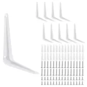 10Pcs 6 x 5 Inch Shelf Bracket Metal L Brackets Floating Shelf Brackets White
