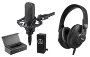 Audio Technica AT4033A Condenser Microphone Mic+Shockmount+AKG Headphones