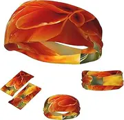 FJWSLCH Marigold Flower Autumn Flowers Headbands for Women Men Non Slip Workout Sweatbands Adjustable Sports Hair Bands Elastic Head Bands Moisture Wicking Hairband for Running, Cycling, Yoga, Spa