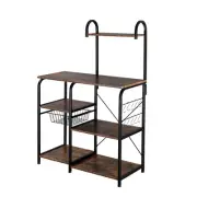 Vintage Kitchen Baker's Rack Utility Storage Shelf 35.5" Microwave Stand 4-Tier