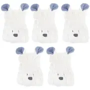 5pcs Hair Drying Towel Cap Coral Fleece Bath Hair Hat Cartoon Cute Ear Shape for Children