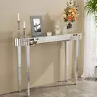 Modern Console Table for Entryway Mirrored Sofa Table Premium Silver Workmanship