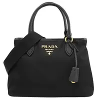 在飛比找PChome24h購物優惠-PRADA 1BA173 經典LOGO寬背帶尼龍帆布手提兩用