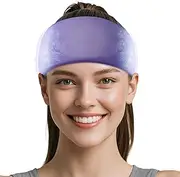 NEWGO Cooling Head Strap, Migraine Headache Relief Band, Flexible Cooling Gel Headband, Soothing Ice Head Mask to Relieve Headaches, Migraines, Fever, Tension Stress, Hangover, Purple