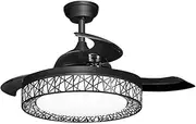 42 Inch Ceiling Modern Fan with LED Lights 3 Blades 3 Speed Timer Black