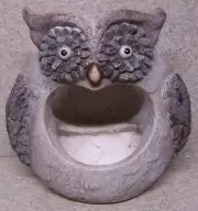 Flower Pot Animal Owl MGO reinforced clay & fibre mix planter greeter NEW 13½"