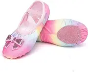 [Anproity] Girls Ballet Shoes Glitter Split-Sole Dance Slippers Toddler Kid Practice Shoes Flats Soft Lightweight with Elastic Laces for Performance Gymnastics Yoga