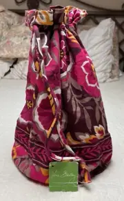 Vera Bradley Ditty Bag Retired Carnaby Pink Multi Floral Lined Drawstring Bag