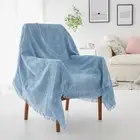 Plain Weave Fringed Blanket Cotton Throws Sofa Settee Bed Dust Cover Room Adorn