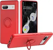 [ZUSLAB] Silicone Stand Case for Pixel 7a Magnetic Finger Ring Kickstand Bumper Protective Cover for Google (2023) - Red