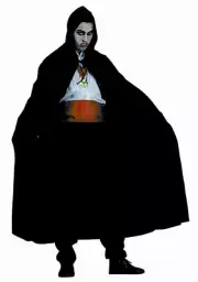 Wizard Vampire Black Nylon Hooded Cape Full Length 56"
