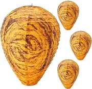 Yuvrwink 4 Pack Wasp Nest Hanging Fake Wasp Nest Paper Material Hornet Nest for Wasps